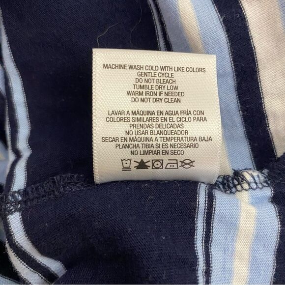 Basic Editions Striped Short Sleeve Tee Navy Combo L - Picture 4 of 6